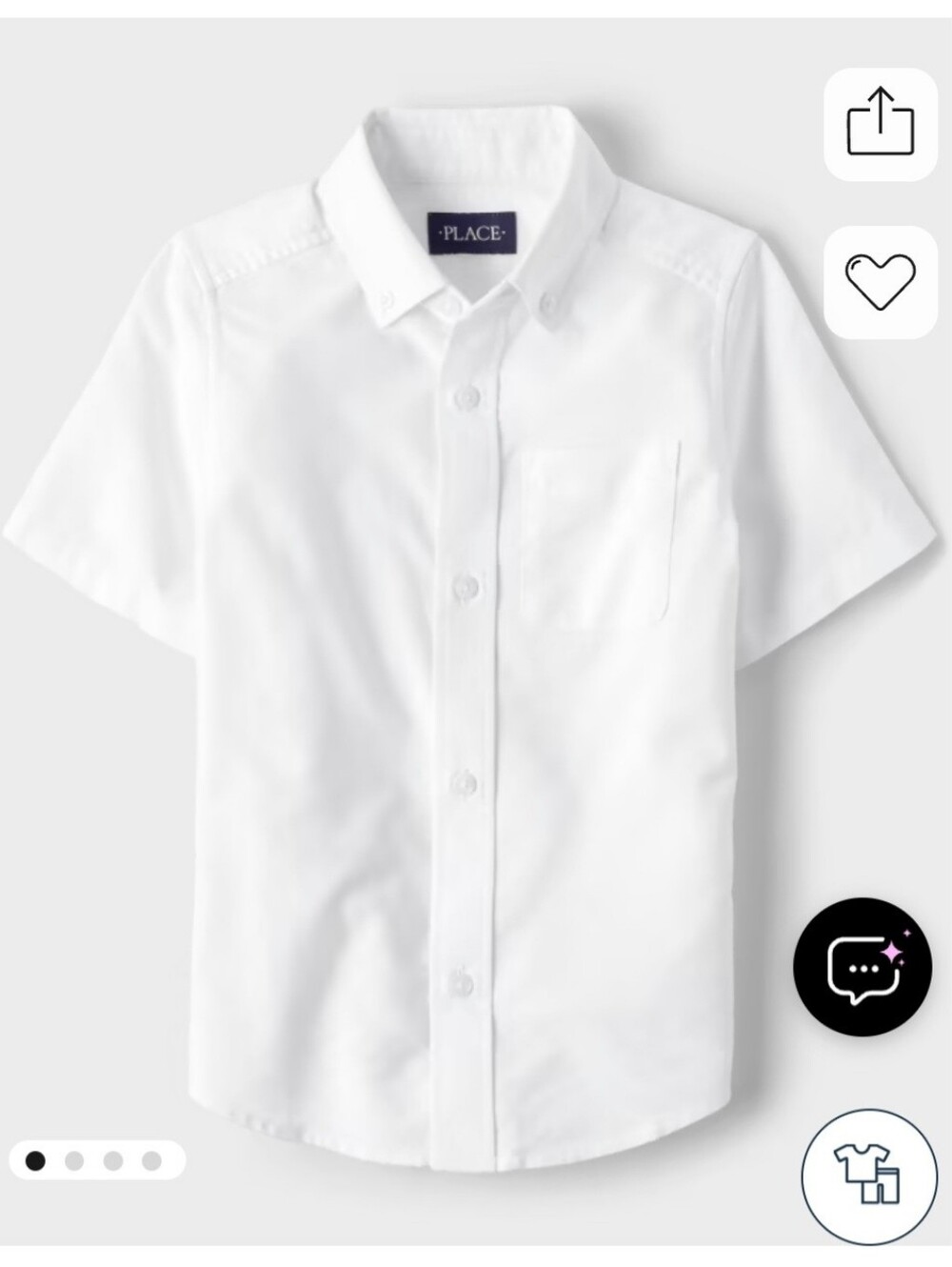 The Children's Place Boy's White Oxford Short-Sleeve Button Down Shirt 16